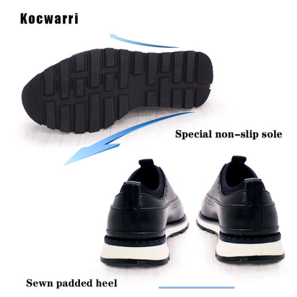 Men's Genuine Leather Casual Shoes Thick Sole Glossy Lace Up Comfortable Handmade Sneakers Dating Marriage Street Men's Shoes