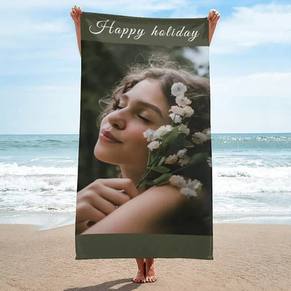 Custom Beach Towel with Photos Personalized Picture Bath Pool Towel Customized Gifts for Boys Girls Teens Birthday Father's Day