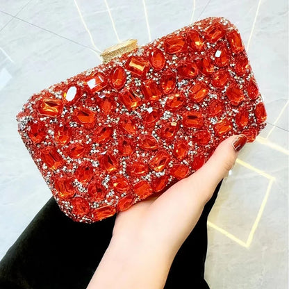 Women's Dinner Wedding Bag Studded Diamond Shoulder Crossbody Sequin Clutch Bag