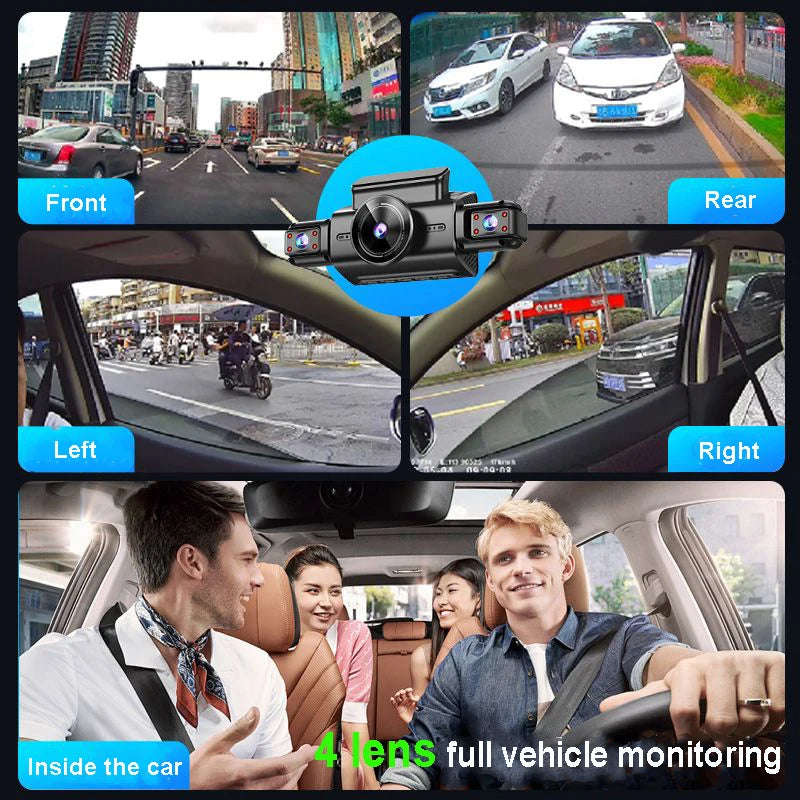 Caméra de tableau de bord cachée à 4 canaux, avec application 4K HD, Vision nocturne, moniteur de stationnement 24/7, capteur G, enregistrement en boucle, détection de mouvement, boîte noire WDR