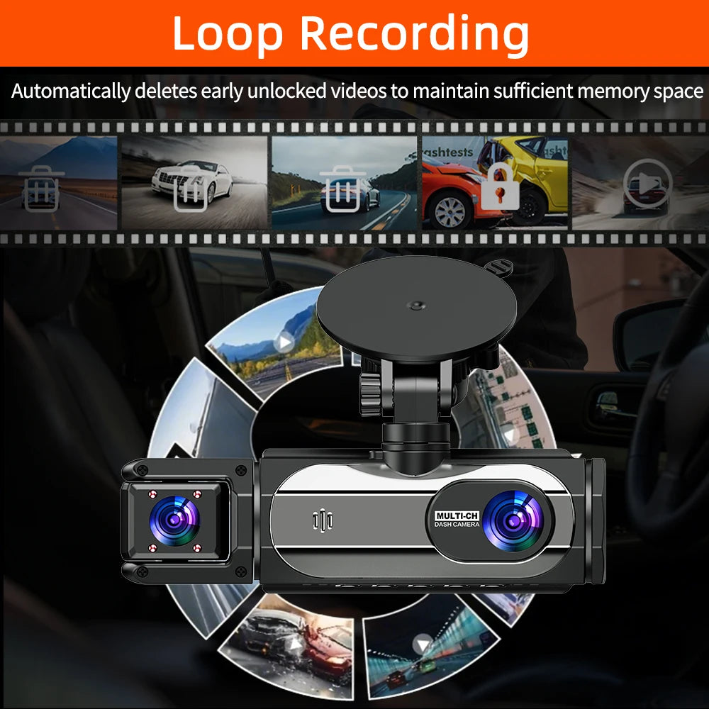 Caméra embarquée pour voitures FHD1080P Enregistreur de conduite Caméra de voiture DVR Vision nocturne Enregistreur vidéo Intégré Wi-Fi Tachographe Pièces automobiles