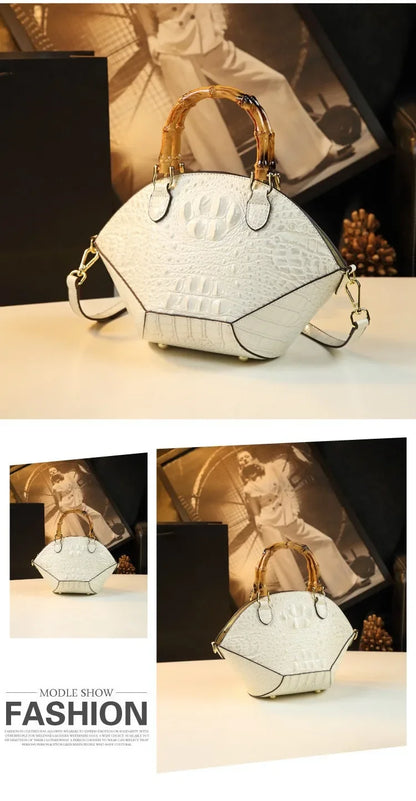 2024 New Fashionable Hard Shell Women's Bag Large Air Niche Design Shell Single Shoulder Slant Cross Crocodile Pattern Handbag