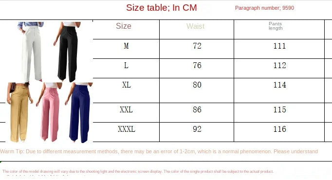 New Commuting High Waist Hanging Straight Leg Wide Leg Casual Formal Women's Pants