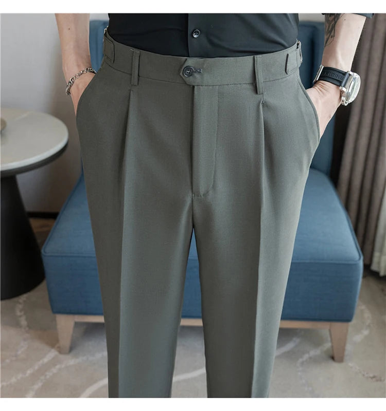 Men Dress Pants Trousers 2024 Autumn New British Style Straight Slim Fit formal Suit Pants Solid Casual Fashion Men Clothin