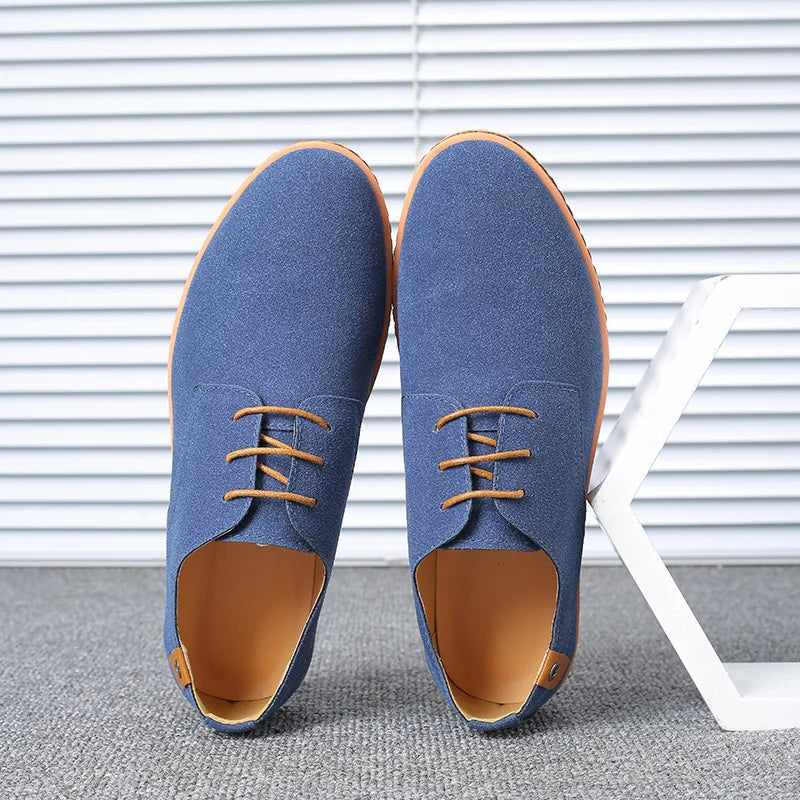 2023 Spring Suede Leather Men Shoes Oxford Casual Shoes Classic Sneakers Comfortable Footwear Dress Shoes Large Size Flats