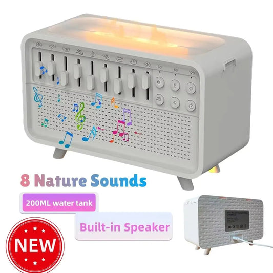 LED White Noise Speaker with 8 Nature Sound Portable BT Speaker Auto-Off Aroma Diffuser Sleep Aid Night Light Humidifier Machine