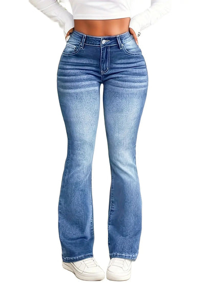 2024 New Women's Stretch Boot Cut Jeans Fashion Slim Fit Hip-Lifting Denim Flared Pants Casual Women's Trousers