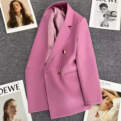 Office Lady Elegant Single Button Blazer For Women 2023 Autumn Long Sleeve Slim Stylish Jackets Winter Casual Chic Tops Coats