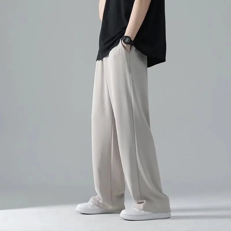 Light mature style autumn and winter new men's wide cut drape straight leg pants