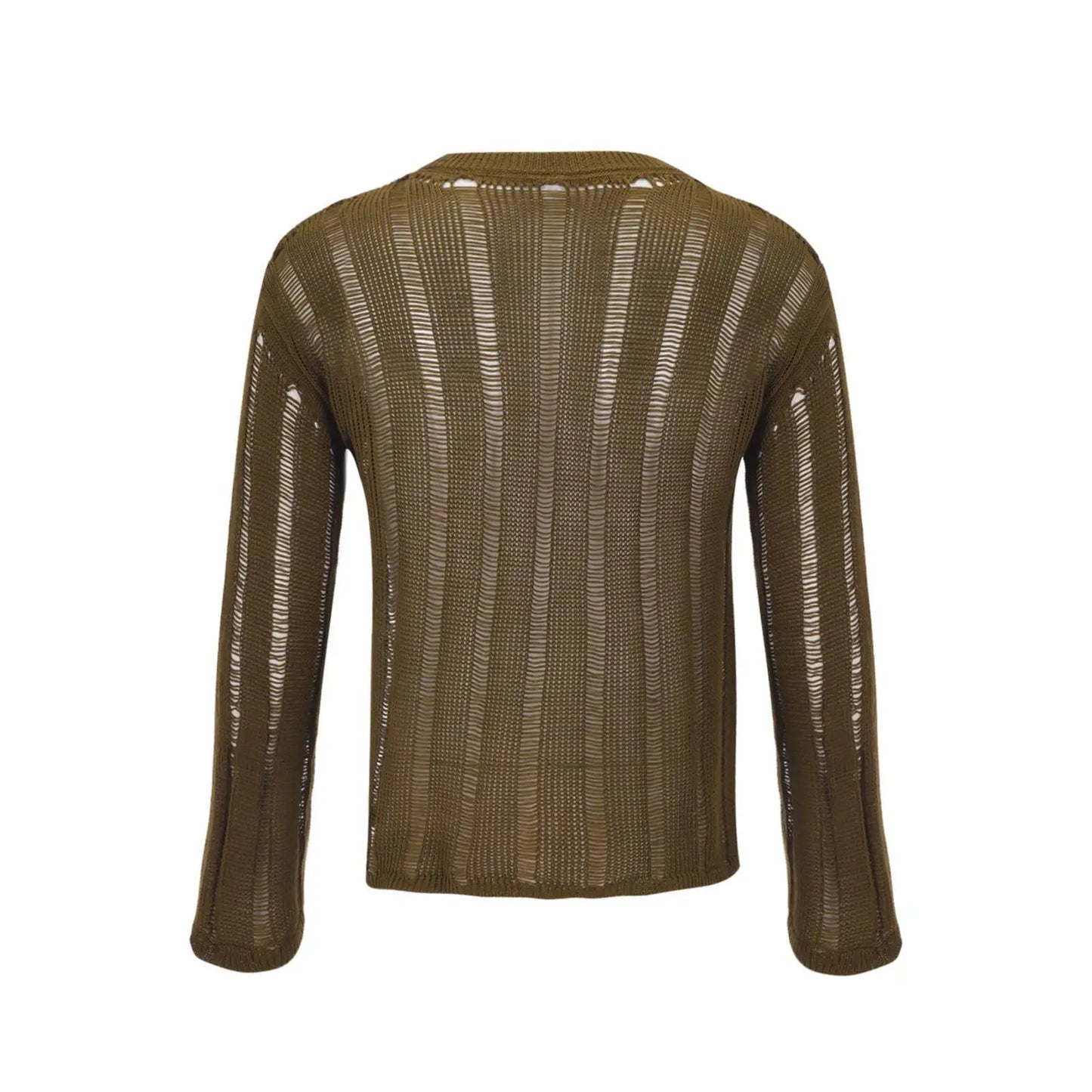 Mens T Shirts New Fashion Woven Solid Color Mesh Top Knit Slim Shirt Long Sleeve Sexy T-shirt Bottoming Streetwera Men