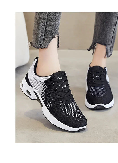 New Running Shoes Ladies Breathable Sneakers Summer Light Mesh Air Cushion Women's Sports Shoes Outdoor Lace Up Training Shoes