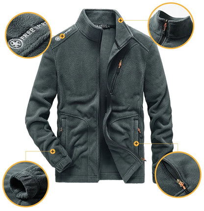 Full Zip Up Tactical Army Fleece Jacket Military Thermal Warm Hiking Train Work Coats Mens Safari Jacket Outwear Windbreaker