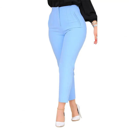 Elegant High Waist Cropped Work Pants for Women Black All-Match Daily Office Formal Wear Fashion Women's Trousers