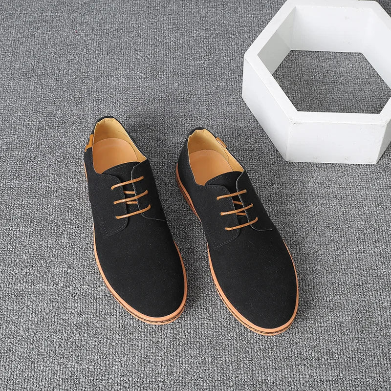 2023 Spring Suede Leather Men Shoes Oxford Casual Shoes Classic Sneakers Comfortable Footwear Dress Shoes Large Size Flats