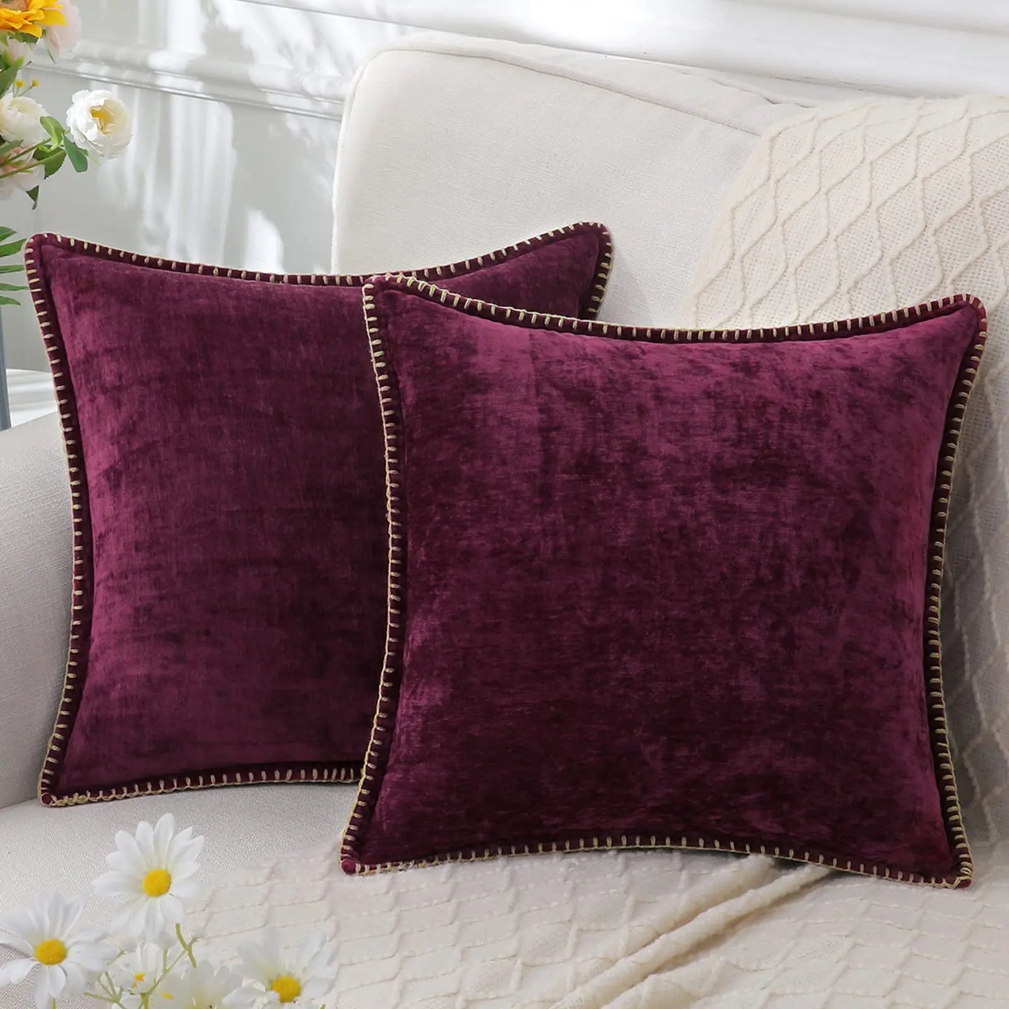 Olanly Chenille Cushion Cover 45x45 Pillow Cover 40x40cm Sofa Decorative Throw Pillow Case Soft Luxury For Living Room Decor﻿