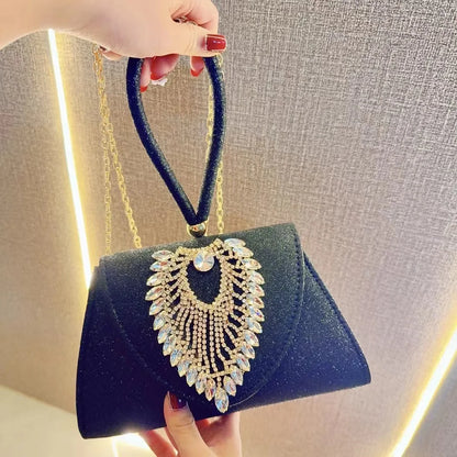 Women's Dinner Wedding Bag Studded Diamond Shoulder Crossbody Sequin Clutch Bag