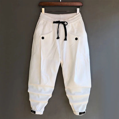 2025 Spring Thin Sweatpants Men'S Casual Slim-Fitting Pants Solid Color Loose Wide Crotch Harem Pants Trendy Pleated Leggings