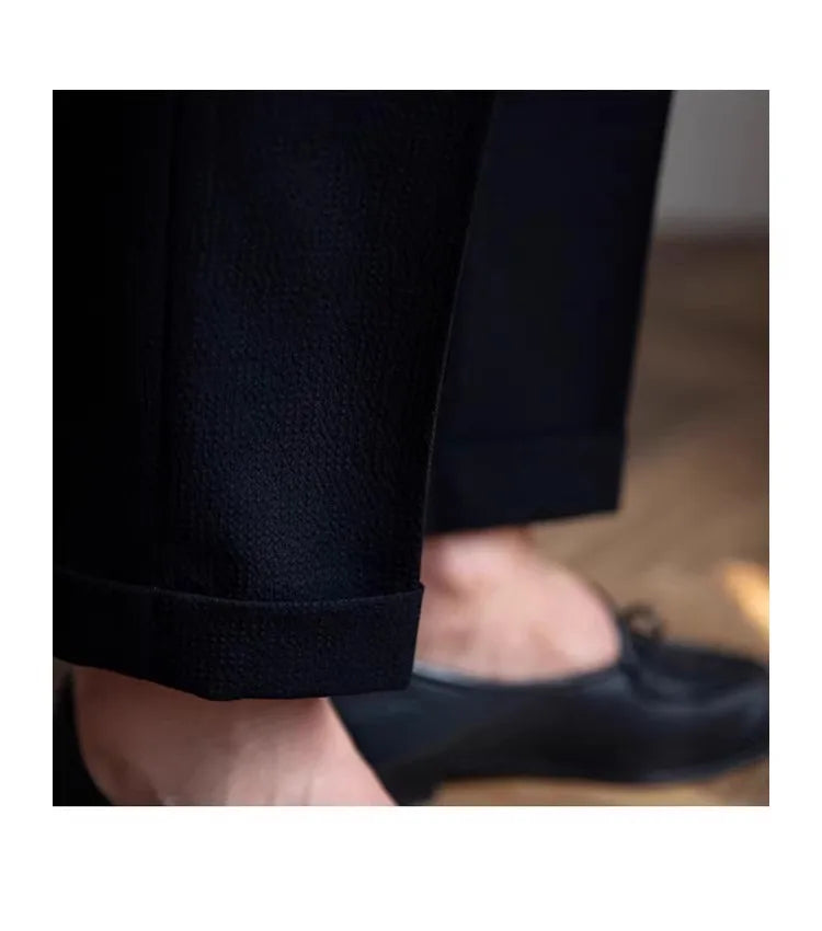 Men's Straight Fit Suit Pants Formal High Quality Retro Fashion Pants Casual Solid Color Black Navy Blue Apricot Trousers Dress