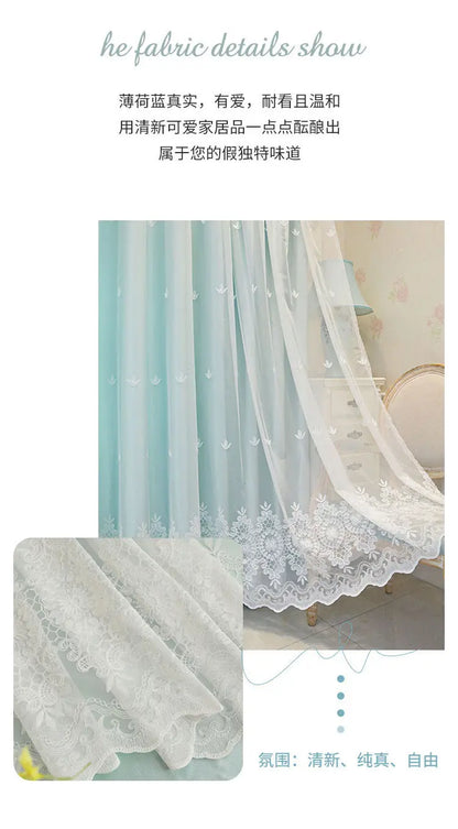 1 Panel 140cm Width Semi Blackout Curtain for Living Room Bedroom Girl Princess Style Double Layer Curtain