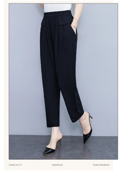 Women Pants High Waist Loose Print Summer Pants for Women Elastic Waist Vintage Clothing