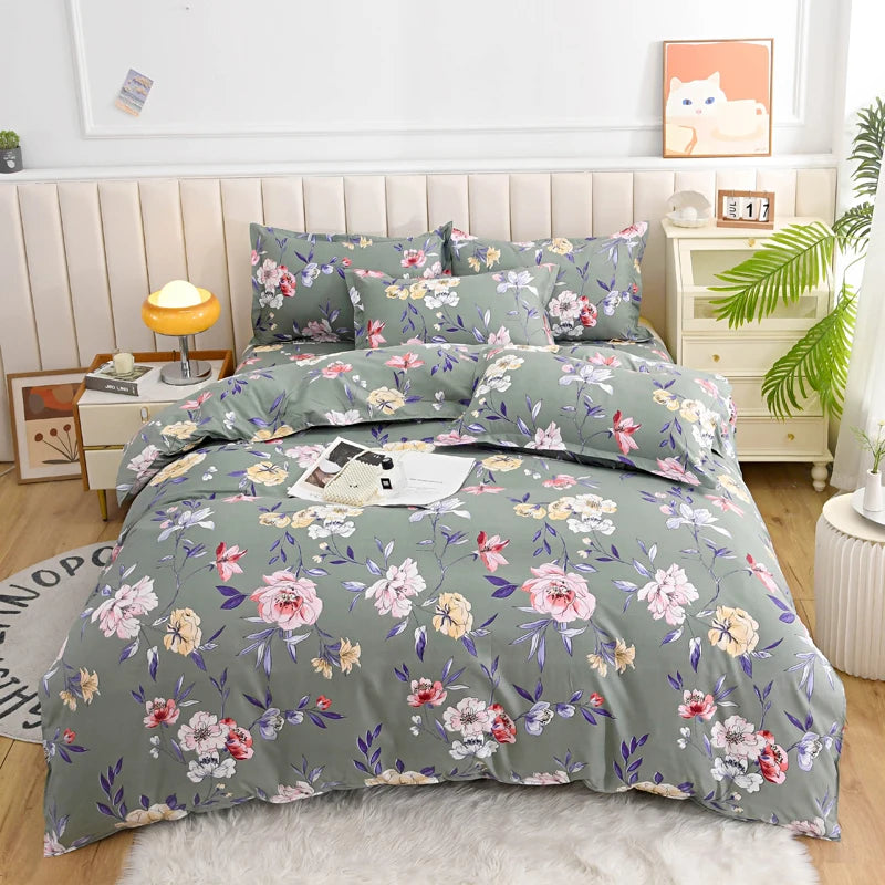 Solstice Bedding Set Duvet Cover Pillowcase Bed Linens Set Triangular Rhombus Printing Quilt Cover Bed Flat Sheet Queen Size