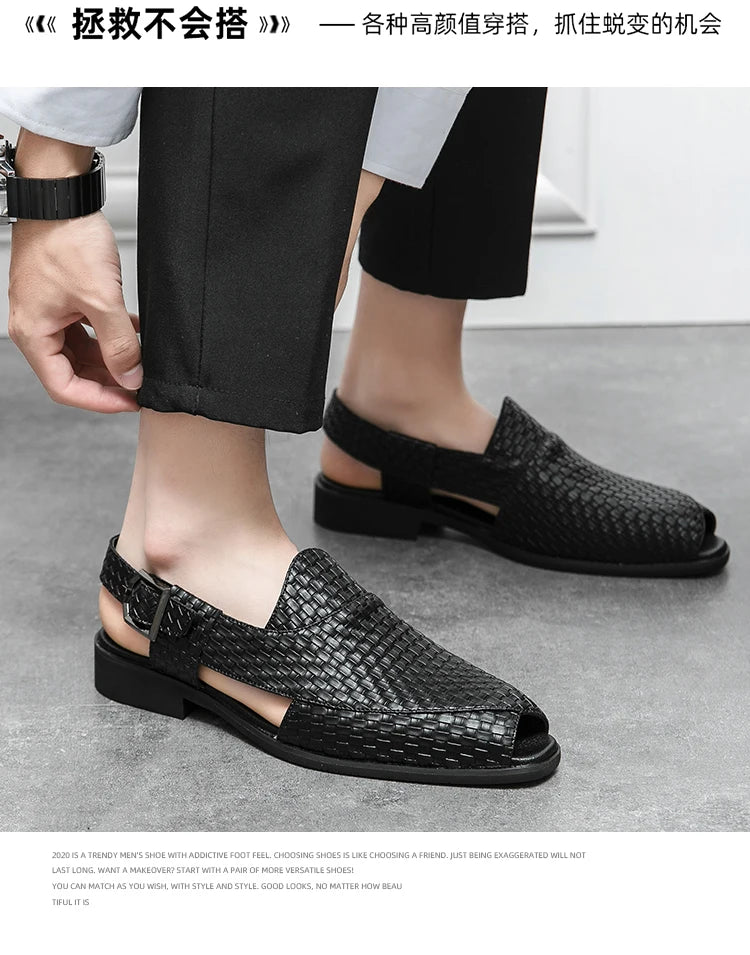 Men Braided Design Slingback Dress Shoes Fashion Outdoor Dress Shoes