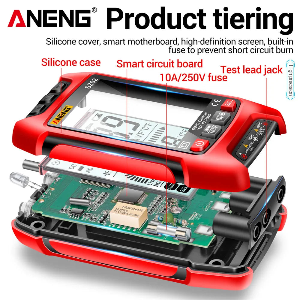 ANENG SZ02 Smart Digital Multimeter 6000 Counts True RMS Auto Electrical Capacitance Meter Temp Resistance Transistor Testers