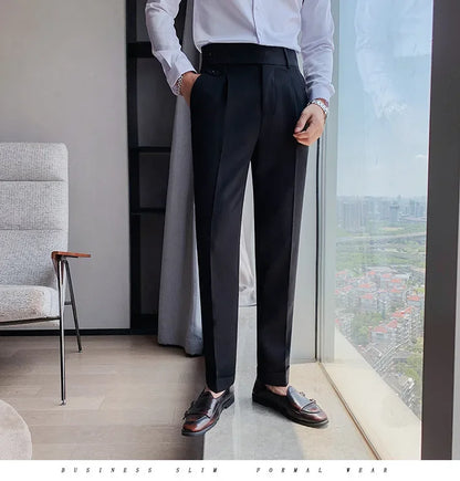 Men's Nine-Point Two-Piece Suit Pants Loose Fit Business Casual Straight Leg Lightweight Trousers Anti-Wrinkle Smooths Your Silh