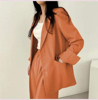 Fashion 2024 Spring and Autumn Small Suit Retro jacket slim 2-piece Set For Women Korean Style Casual Top and Pants Suit