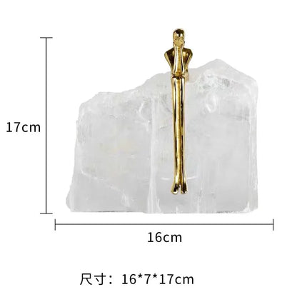 Creative Natural Crystal Stone Mountain Golden Character Ornament Handcraft Sculpture Golden Man Sculpture Home Decoration