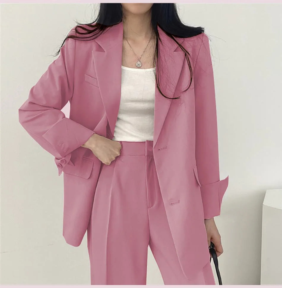 Fashion 2024 Spring and Autumn Small Suit Retro jacket slim 2-piece Set For Women Korean Style Casual Top and Pants Suit