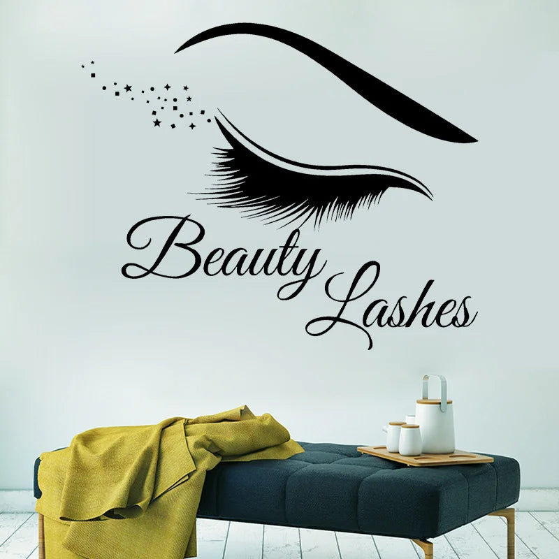 Modern Lashes Eyelashes Wall Sticker Vinyl Interior Home Decor Beauty Salon Decals Makeup Extension Window Wallpaper Mural A910