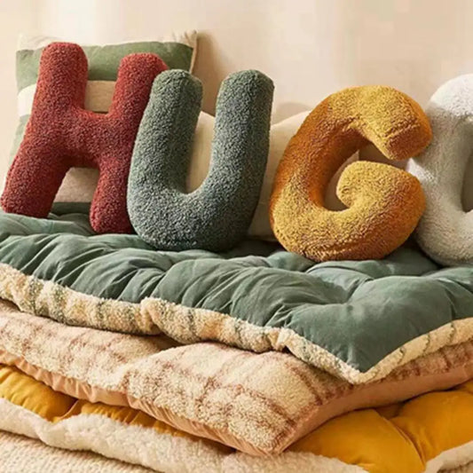 English Letter Sofa Cushion Solid Color PP Cotton Stuffed Throw Pillow Cute Teaching Words Game Props Children Toy Nursery Decor