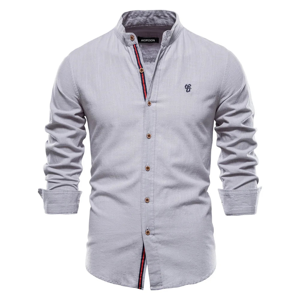 2024 New Spring Cotton Social Shirt Men Solid Color High Quality Long Sleeve Shirt for Men Lapel Casual Social Men's Shirts