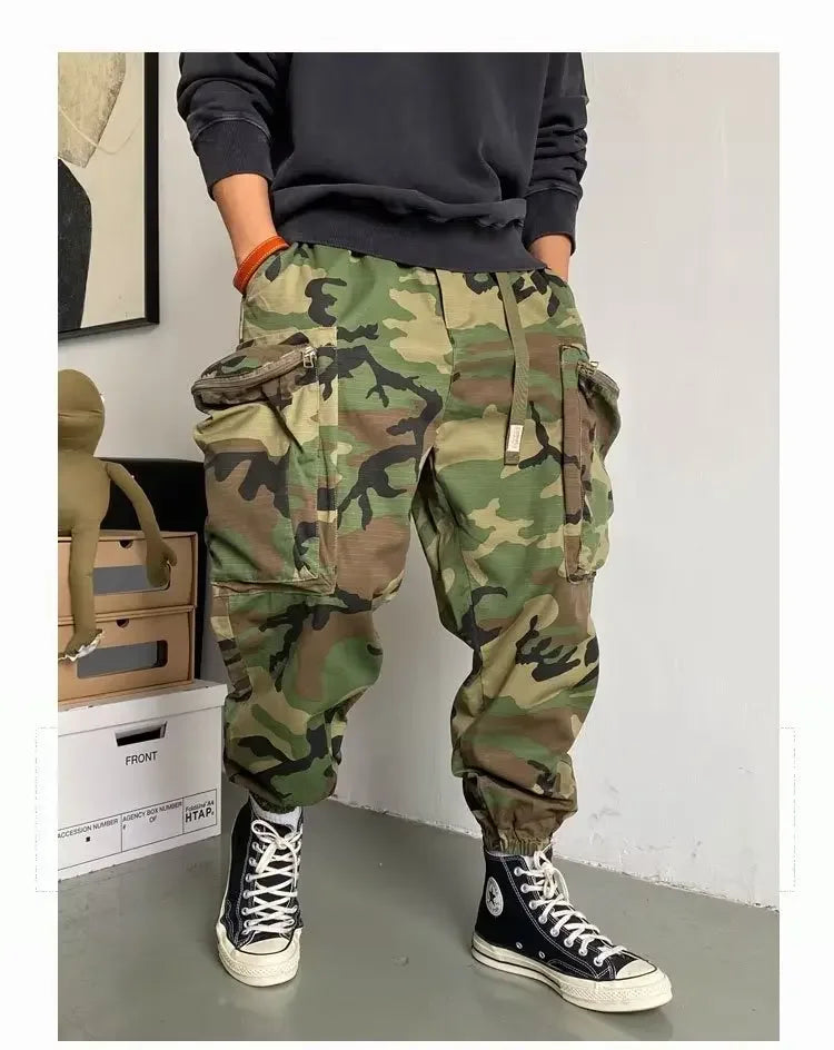 Autumnamerican Stylecasual Camouflage Cargo Pants Men's Loose-fit Trendy Brand Outdoor U.s. Military Style Harajuku Trousers