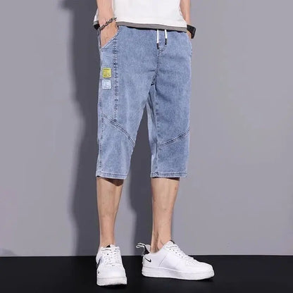 Seven Points Jeans Male 2023 Summer Thin Brand Fashion Youth Straight Leg Loose Plus Size Medium Pants Casual Denim Shorts A3399