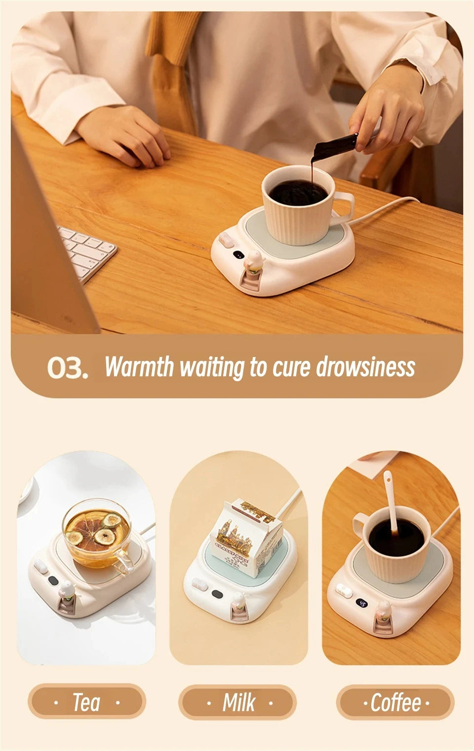 40W Coffee Mug Warmer Cup Heater Electric Hot Plate 4 Temperature Settings Warmer Cup Coaster for Tea Milk Water Heating Pad