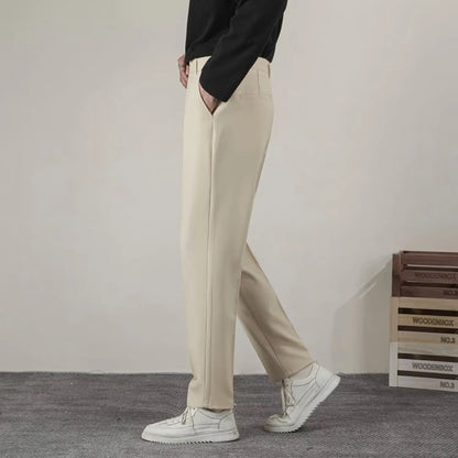 Summer Men's Solid Color Straight Casual Pants Fashion Classic Business Casual Male Brand Clothing Classic Slim Suit Trousers