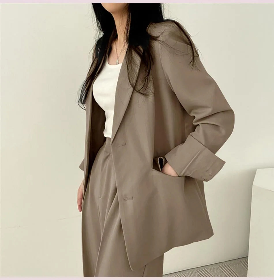 Fashion 2024 Spring and Autumn Small Suit Retro jacket slim 2-piece Set For Women Korean Style Casual Top and Pants Suit