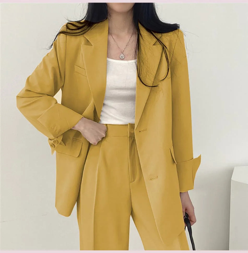 Fashion 2024 Spring and Autumn Small Suit Retro jacket slim 2-piece Set For Women Korean Style Casual Top and Pants Suit