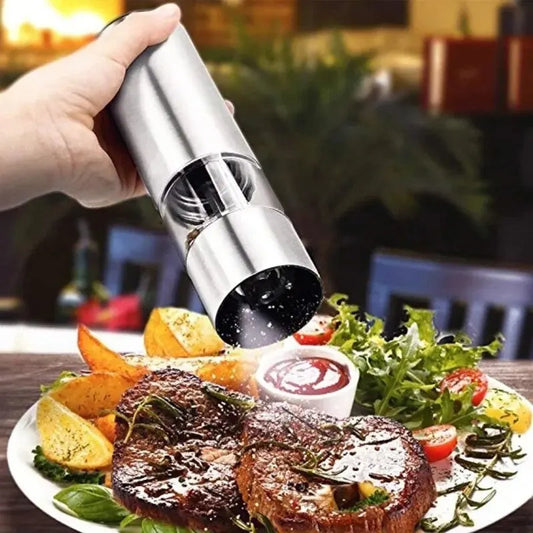 1PC Stainless Steel Electric Pepper Grinder Spices Sea Salt Kitchen Outdoor Barbecue Seasoning Coarser Adjustment Cooking Tools