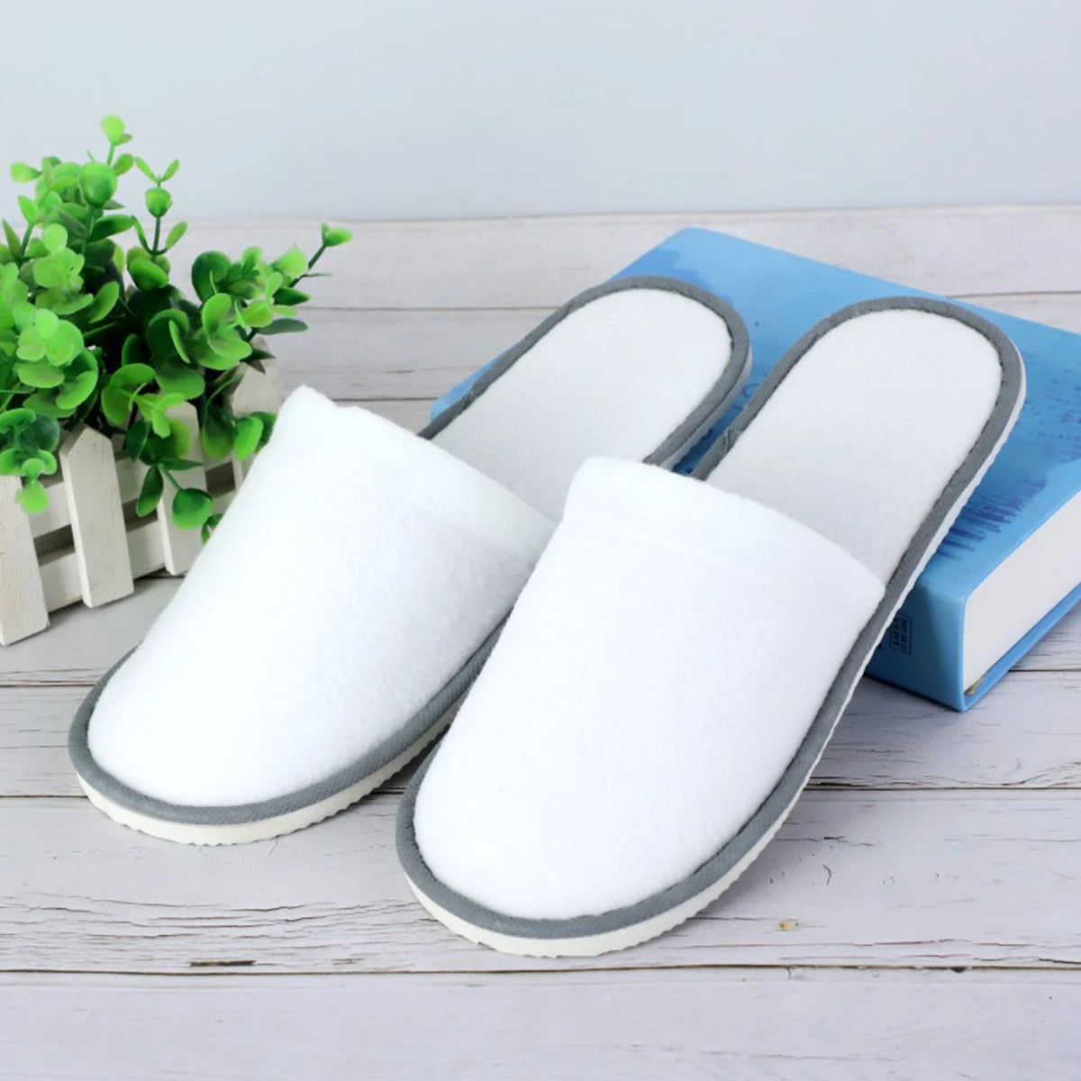 White Cotton Slippers Men Women Hotel Disposable Slides Home Travel Sandals Hospitality Footwear One Size On Sale