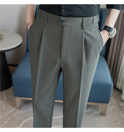 Men Dress Pants Trousers 2024 Autumn New British Style Straight Slim Fit formal Suit Pants Solid Casual Fashion Men Clothin