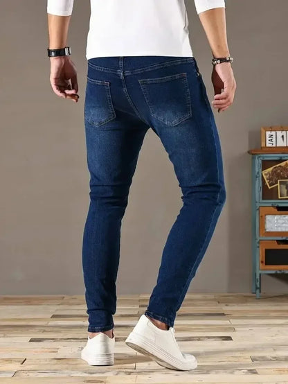 2025 Spring New Mens Slim Fit Classic Skinny Jeans Casual Street Style Casual Mens Skinny Jeans Male Slim Fit Pencil Denim Blue