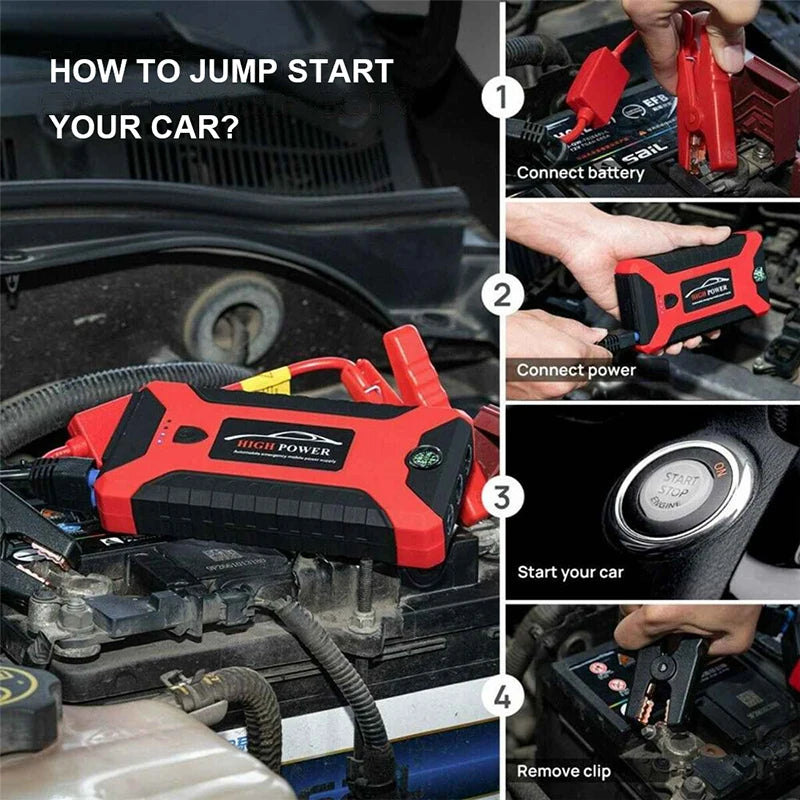 Démarreur de saut de voiture Portable, batterie externe 99800mAh, chargeur de démarrage d'urgence 600A 12V pour batterie Booster de voiture, dispositif de démarrage rapide