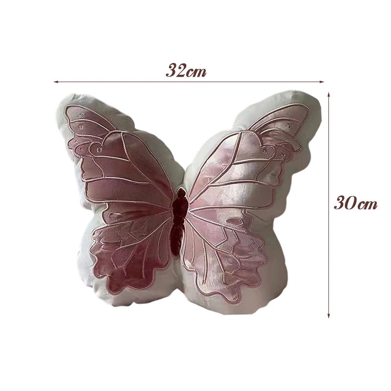 Butterfly Pillow Throwing Pad Short Plush Cushion Cute Girl Pink Toy for Bedroom Sofa Home Decoration Home Textile Cushion