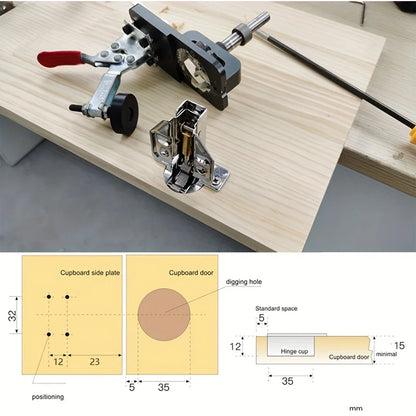 35mm Concealed Hinge Drilling Jig Guide Hinge Hole Drilling Guide Carpenter Woodworking Tool Hole Opener Locator Door Cabinet