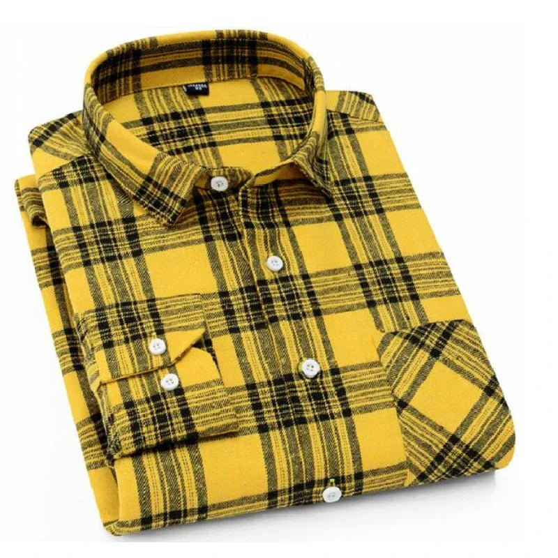 2025 New Men Flannel Plaid Shirt Soft Comfort Slim Fit Styles Brand For Man Cotton Spring Autumn Casual Long Sleeve Shirts