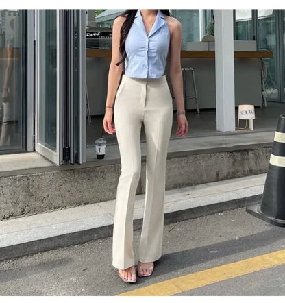 WOMENGAGA Fashion Sexy Pants Korea Slim High Waist Sexy Slightly Slim Casual Pants For Women Elegant And Mature Women D45B