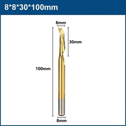 XCAN  Aluminum Spiral End Mill 8mm Shank HSS Milling Cutter Single Flute CNC Router Bit TiN Coated End Mill for Wood Cutting